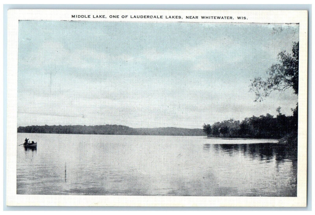 c1940 Middle Lake One Lauderdale Lakes Whitewater Wisconsin WI Vintage Postcard