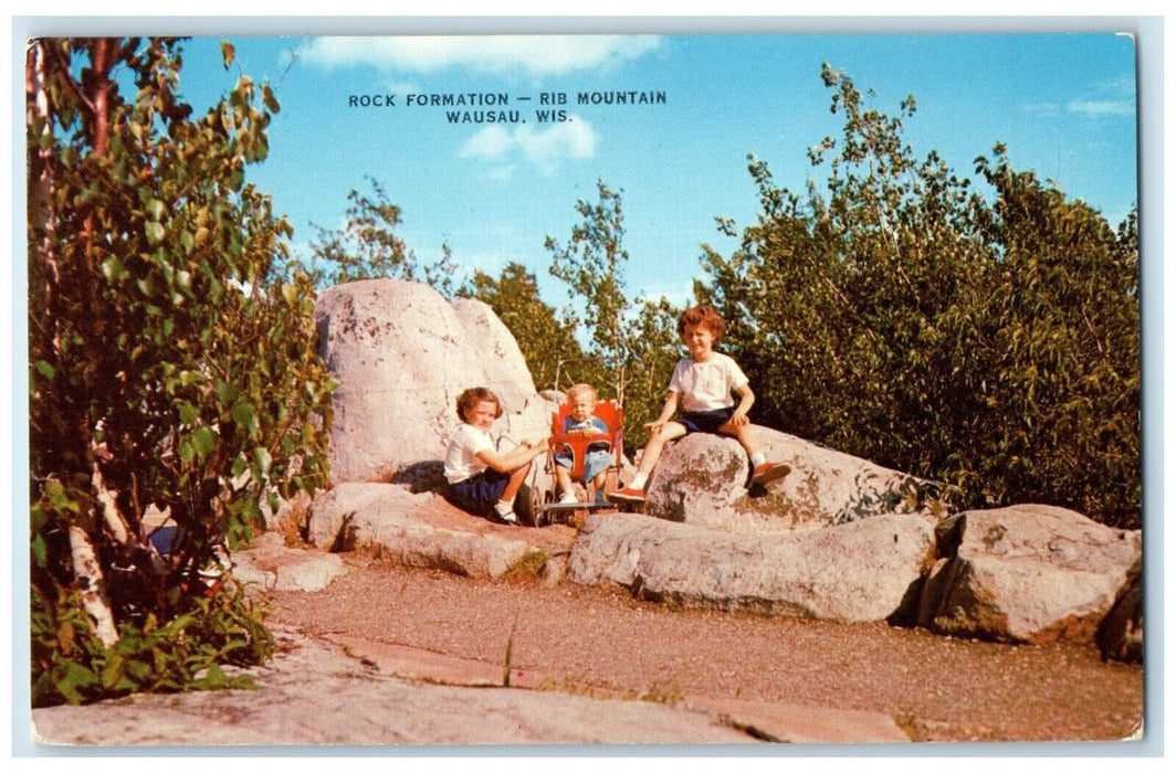 c1960 Children Rock Formation Rib Mountain Wausau Wisconsin WI Unposted Postcard