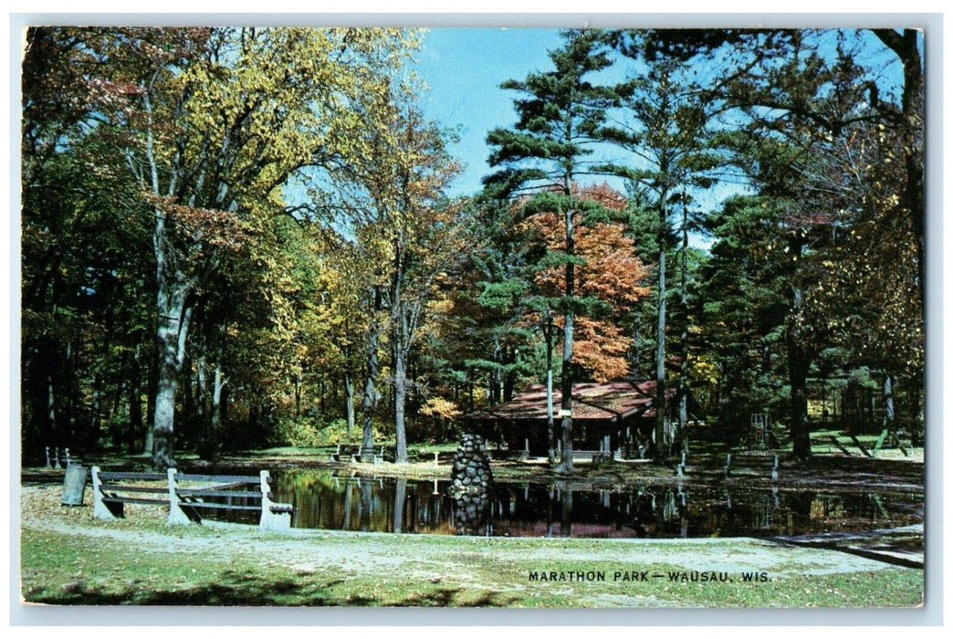 1960 Clear Pool Amidst Autumn Beauty Wausau Wisconsin WI Vintage Posted Postcard