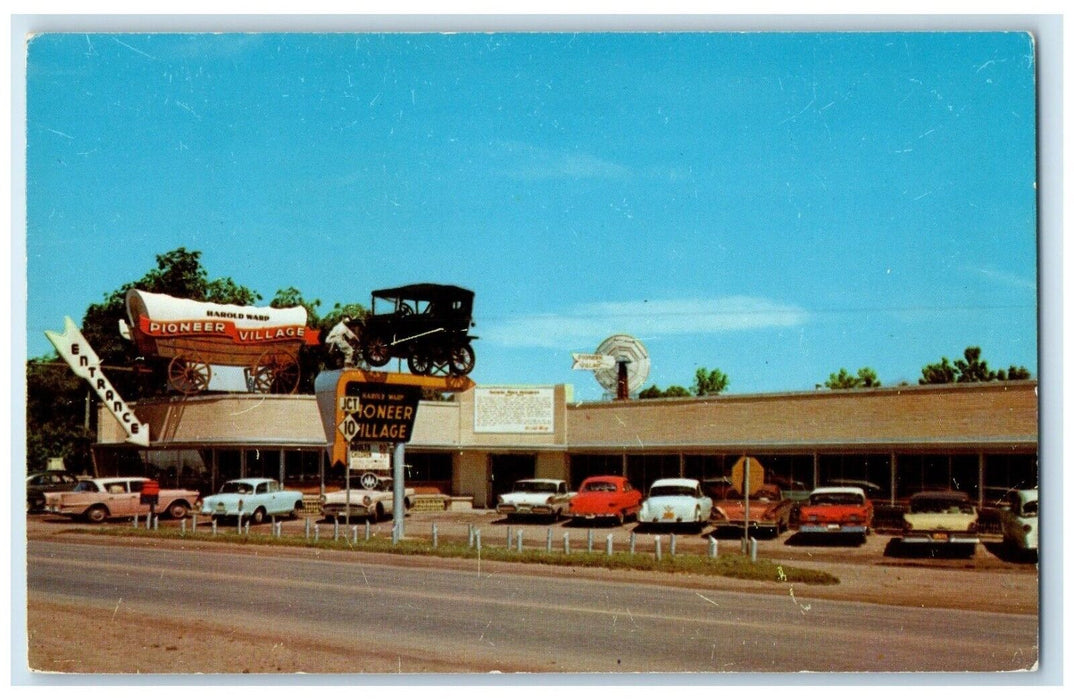c1960 Front Entrance Pioneer Village Building Exterior Minden Nebraska Postcard