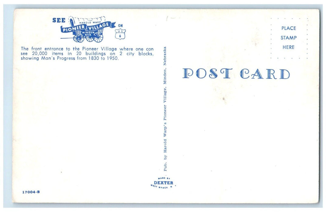 c1960 Front Entrance Pioneer Village Building Exterior Minden Nebraska Postcard