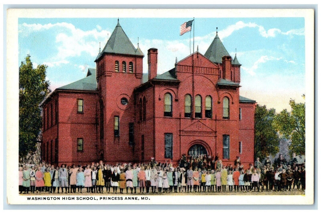 c1920 Washington High School Exterior Building Princess Anne Maryland Postcard