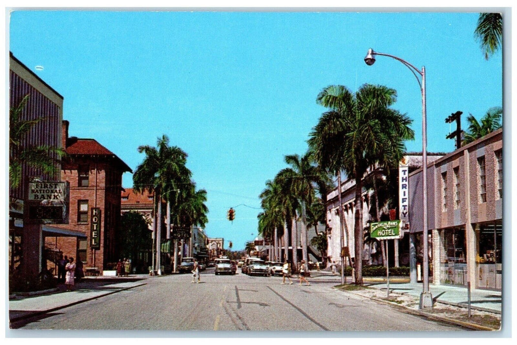 c1960 Royal Palms New Buildings First Street Tropical Ft. Myers Florida Postcard