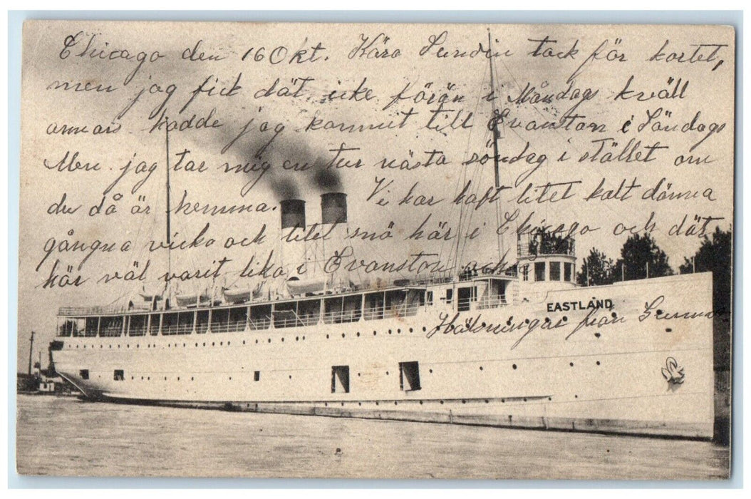 1905 Steamer Ship Eastland Chicago Illinois IL Posted Antique Postcard