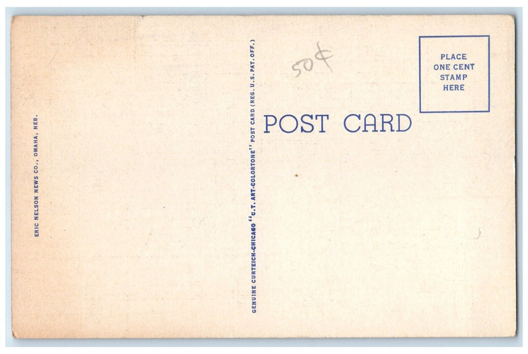 c1940 Main Waiting Room Union Station Exterior Building Omaha Nebraska Postcard