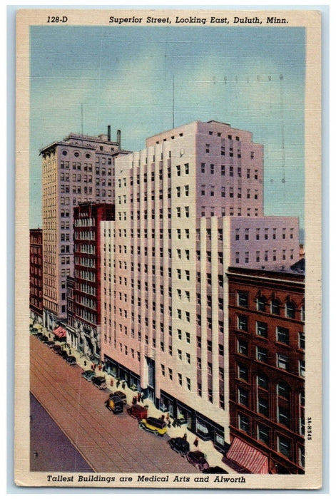 1949 Superior Street Exterior Building Looking East Duluth Minnesota MN Postcard
