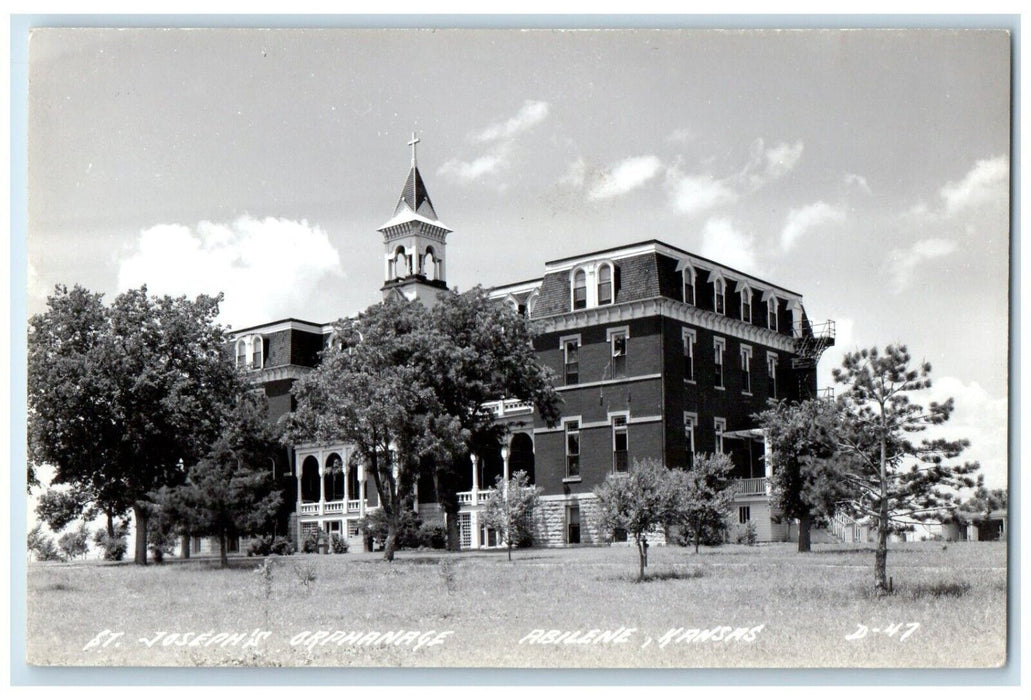 c1940's St. Joseph's Orphanage Church Abilene Kansas KS RPPC Photo Postcard