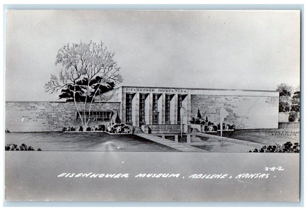 c1950's Eisenhower Museum Foundation Abilene Kansas KS RPPC Photo Postcard