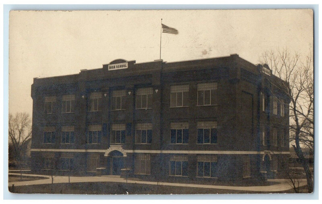 c1910's High School Building Ashland Douglass Kansas KS RPPC Photo Postcard