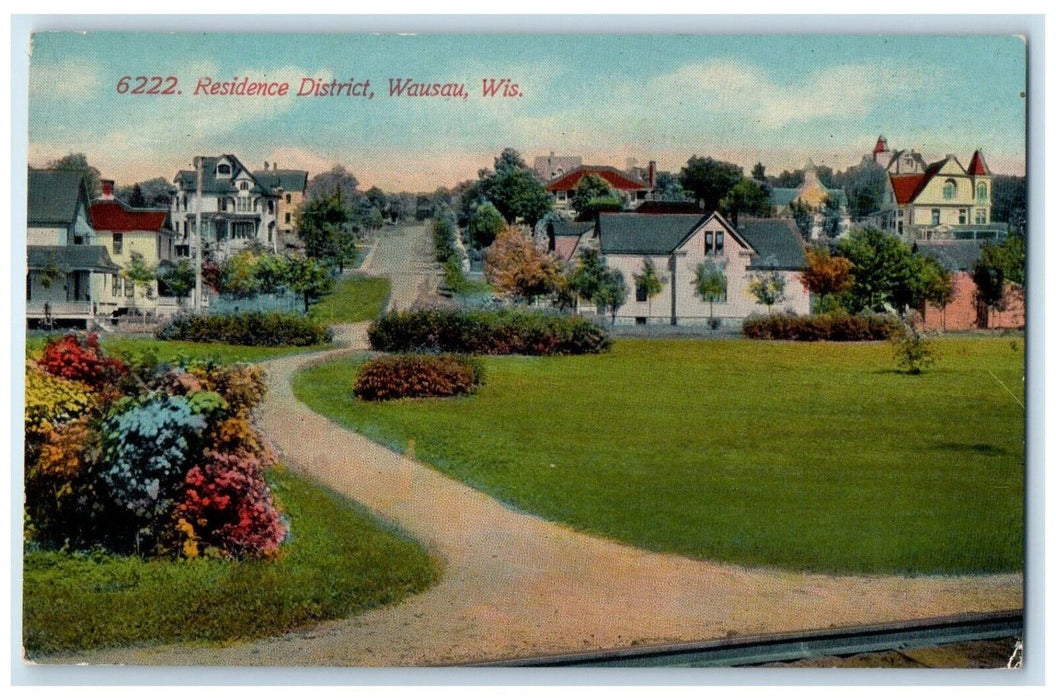 1910 Scenic View Gardens Residence District Wausau Wisconsin WI Vintage Postcard