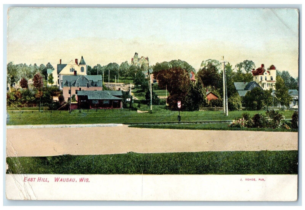 1910 General View East Hill Buildings Wausau Wisconsin Vintage Unposted Postcard