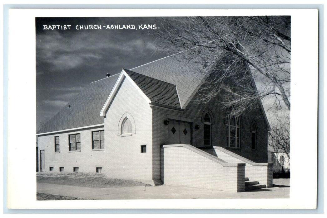 c1940s Baptist Church Clark County Ashland Kansas KS RPPC Photo Vintage Postcard