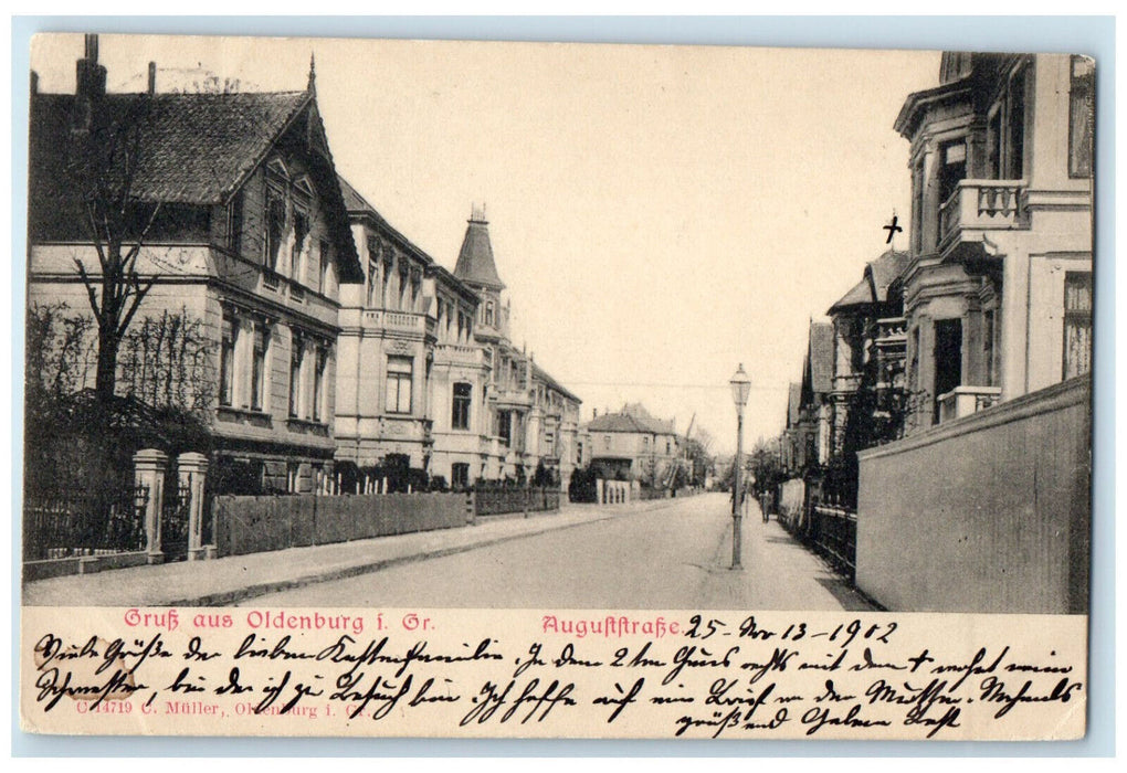 1902 August Street Greetings from Oldenburg Germany Posted Antique Postcard