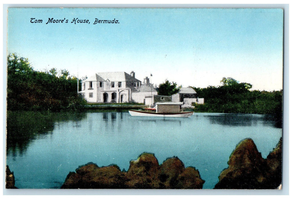 c1910 River View Tom Moore's House Bermuda Unposted Antique Postcard