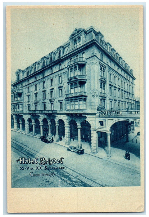 c1940's Hotel Bristol 35 Via XX Settembre Genoa Italy Unposted Postcard
