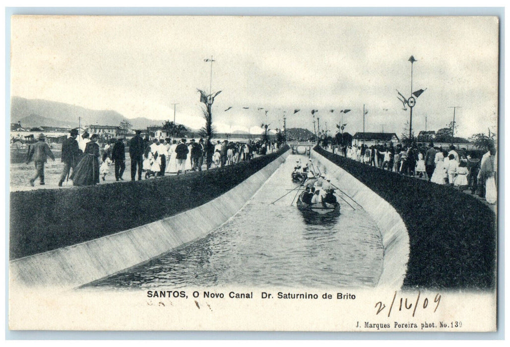 1909 O Novo Canal Dr. Saturnino De Brito Santos Sao Paulo Brazil Postcard