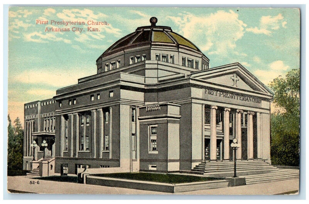 c1910's First Presbyterian Church Arkansas City Kansas KS Antique Postcard