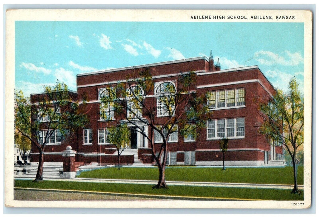 c1930's Abilene High School Building Campus Abilene Kansas KS Vintage Postcard