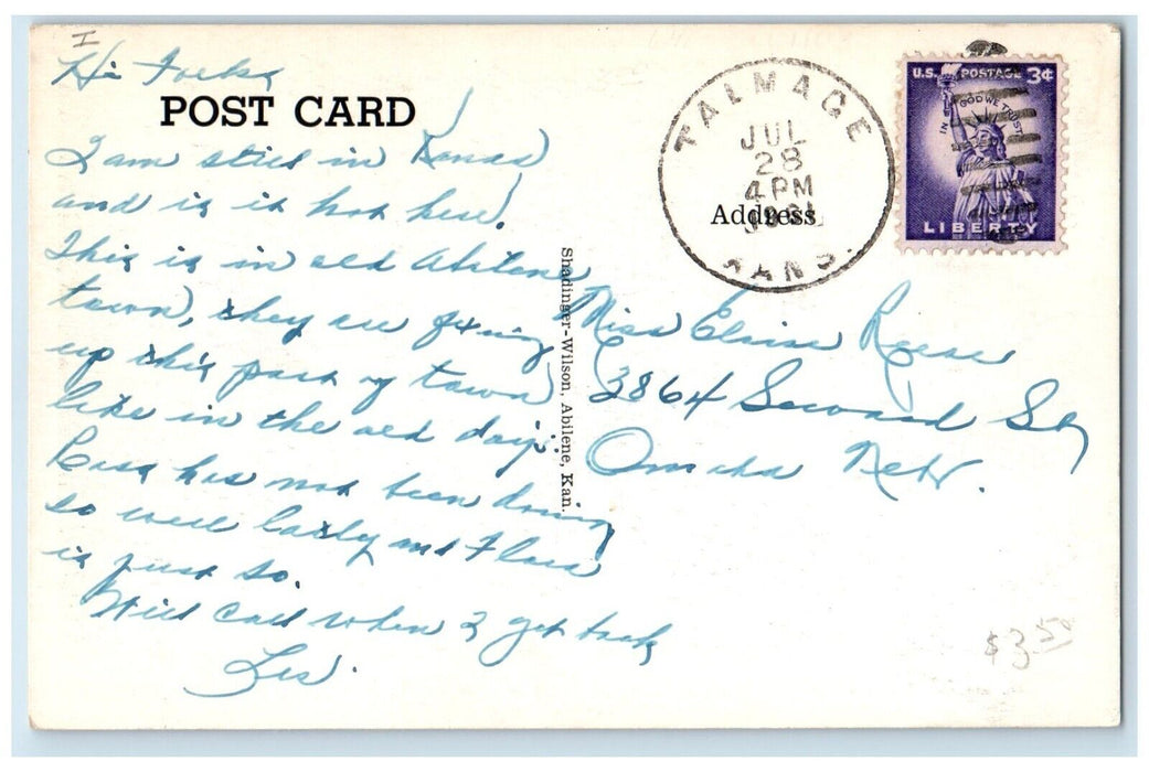 1961 Rose Beauty Shoppe Wells Fargo Express Co. Abilene Kansas KS Postcard