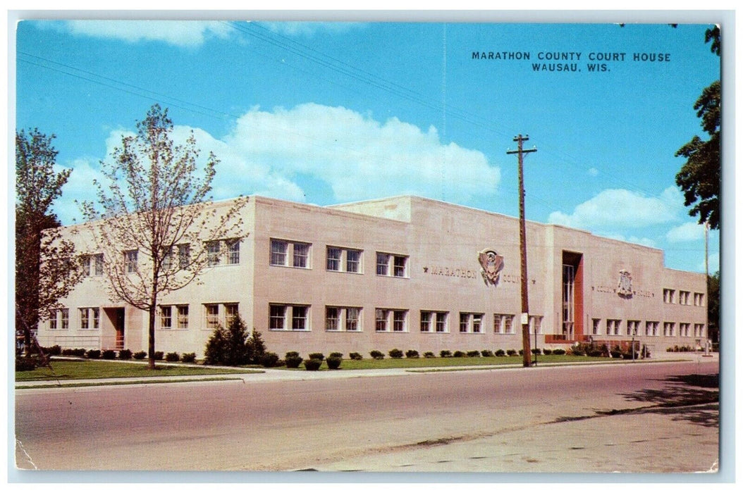 1960 Roadside View Marathon County Court House Wausau Wisconsin Vintage Postcard