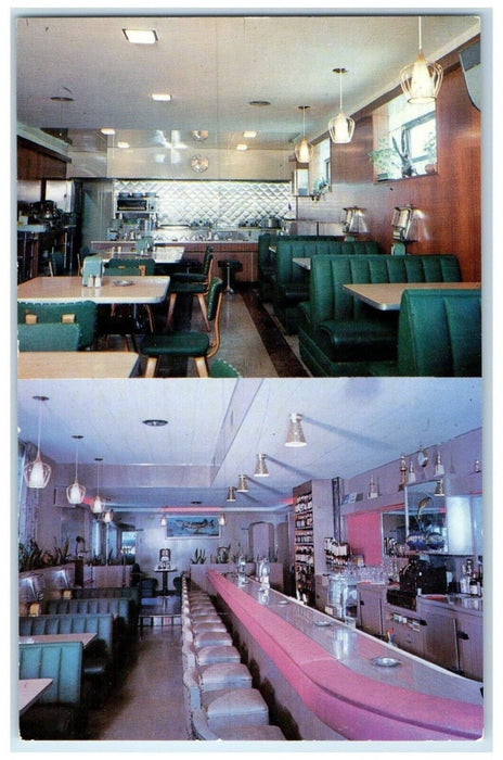 1960 Multi-View Interior Bill Fine Foods Restaurant Wausau Wisconsin WI Postcard