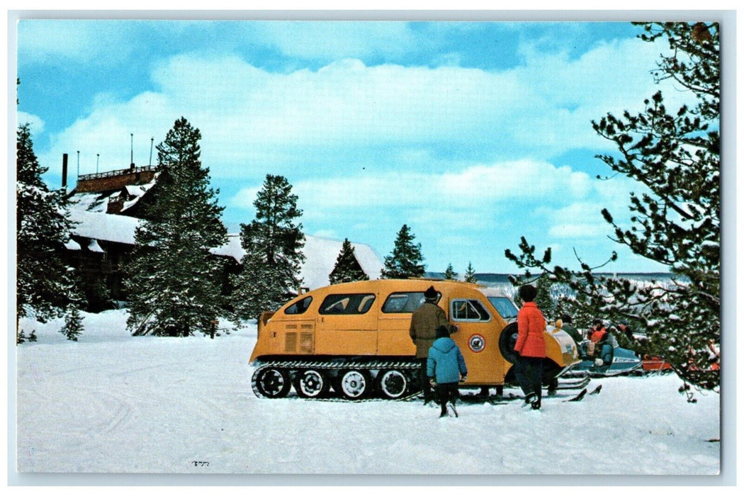 c1960 Bombardier Snow Machine Winter Yellowstone National Park Wyoming Postcard