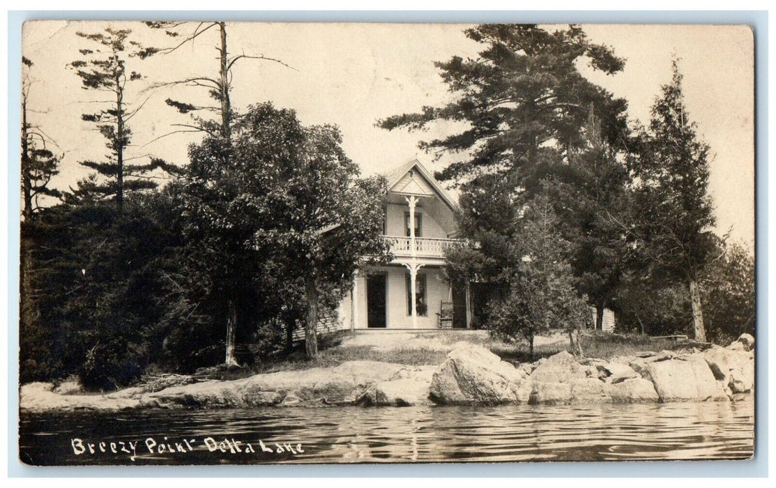 c1910's  View Of Breezy Point Delta Lake Ontario Canada RPPC Photo Postcard