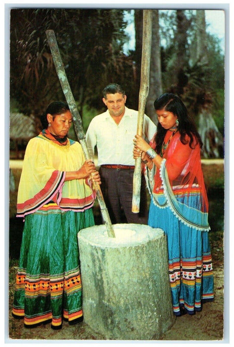 c1960 Seminole Indians Ross Allen's Reptile Home Silver Springs Florida Postcard