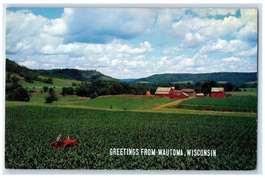 1960 Lush Farm Land Greetings From Wautoma Wisconsin WI Vintage Antique Postcard