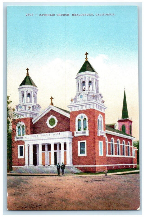 c1910 Catholic Church Chapel Exterior Building Healdsburg California CA Postcard