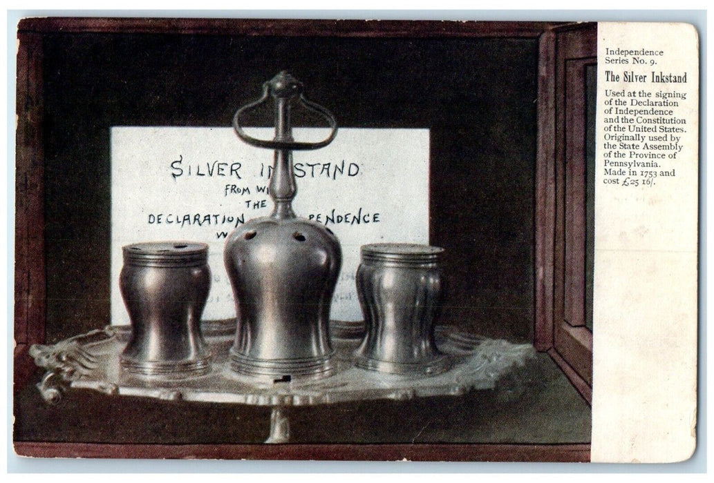 c1905 Independence Series Silver Inkstand Declaration Pennsylvania PA Postcard