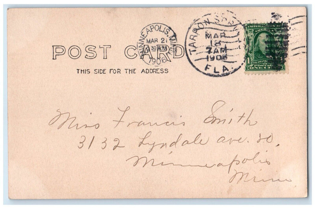 1906 Womens Riding Boat Tarpon Springs Florida FL RPPC Photo Antique Postcard
