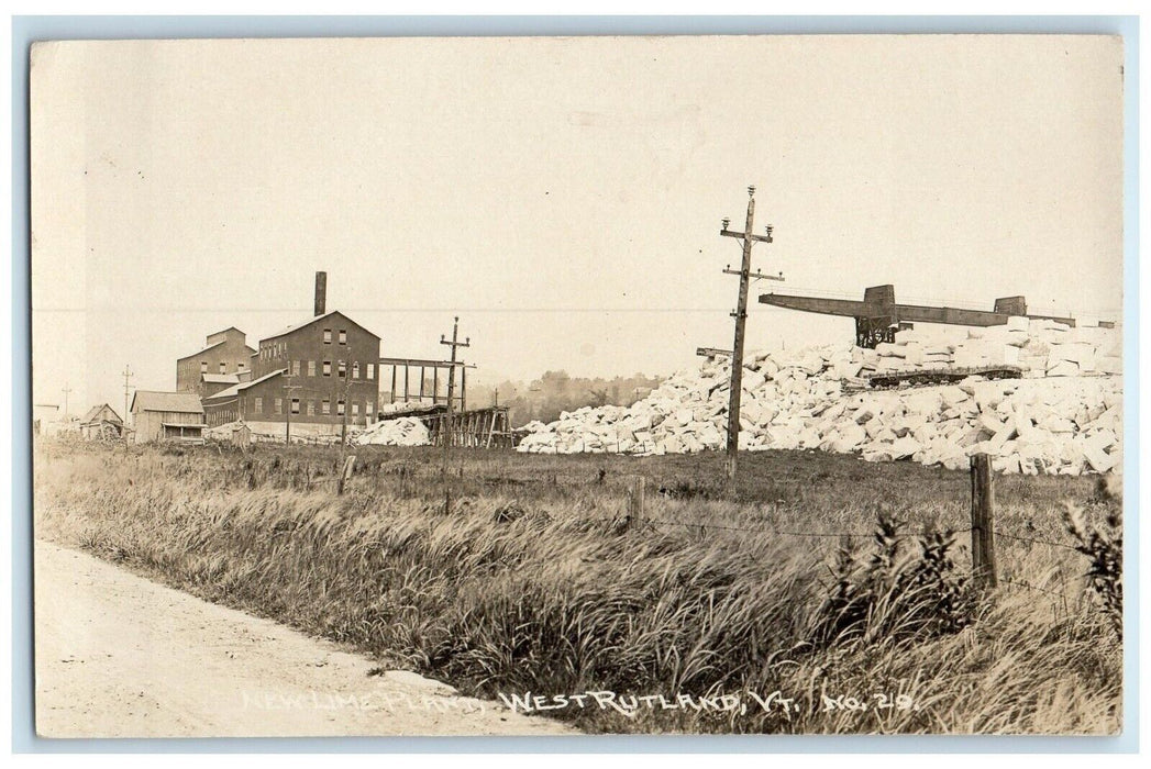 New Lime Plant West Rutland Vermont VT, Dirt Road RPPC Photo Unposted Postcard