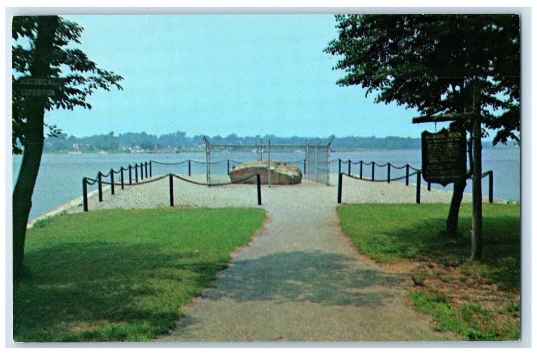 c1960 Dighton Rock American History Taunton River Berkley Massachusetts Postcard