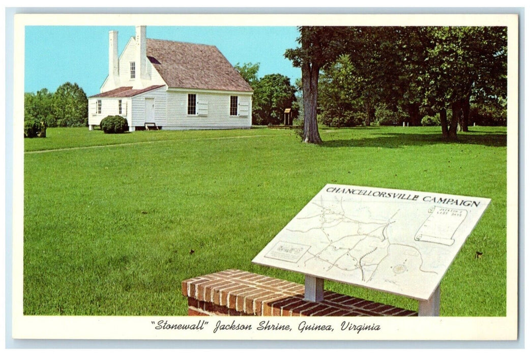 Stonewall Jackson Shrine Chancellorsville Campaign Guinea Virginia VA Postcard