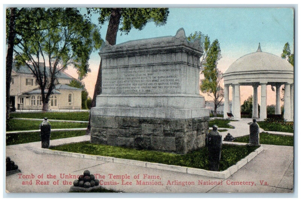 Tomb Of Unknown Temple Of Fame Arlington National Cemetery Virginia VA Postcard