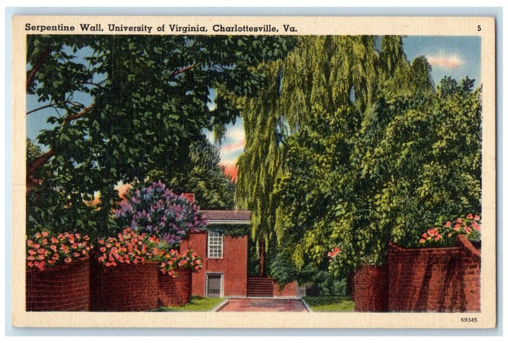 Serpentine Wall University Of Virginia Charlottesville Virginia VA Postcard