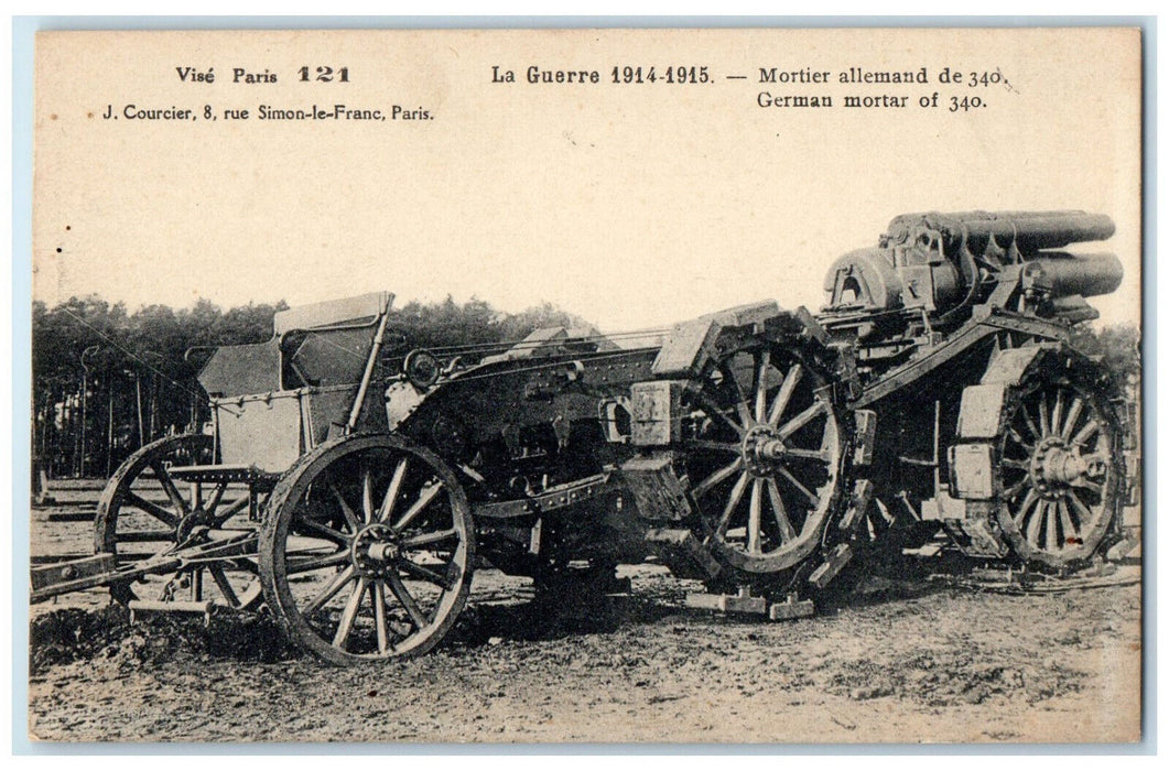 1915 War German Mortar of 340  Vise Paris 121 France Unposted Postcard