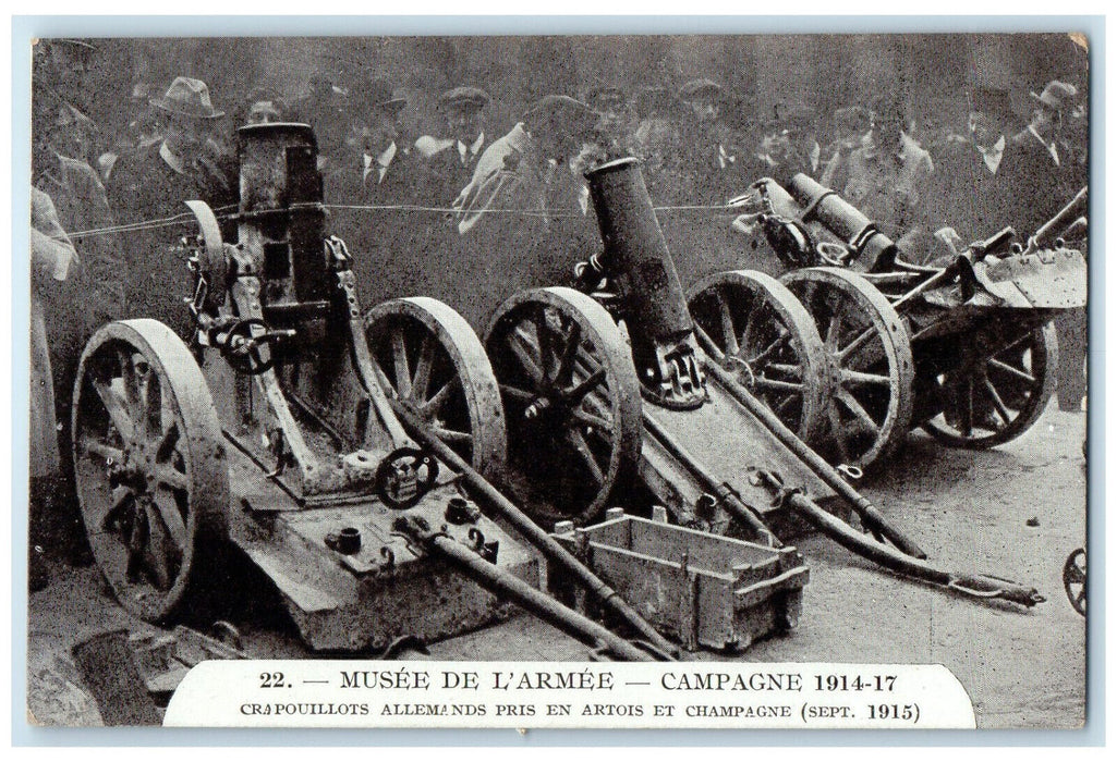 1917 Museum of Army German Crapouillots Cannon in Artois Paris France Postcard