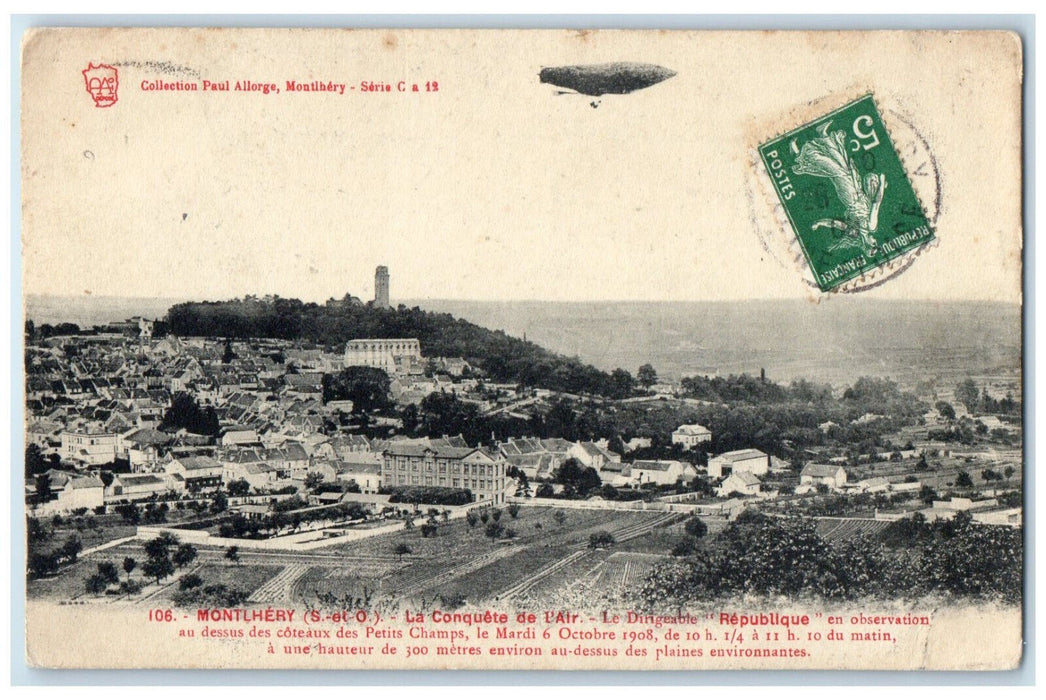 1908 The Conquest of Air Dirigible Montlhery Essonne Île-de-France Postcard