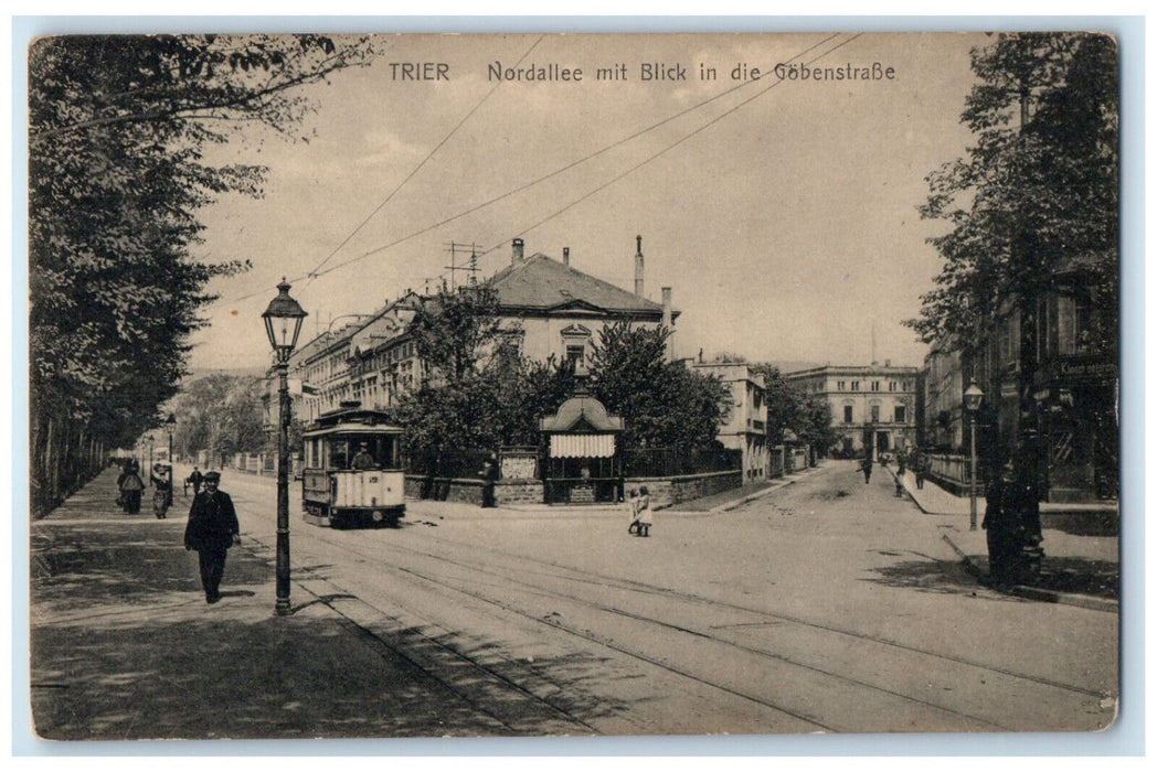 c1910 Nordallee with a view of Göbenstrasse Trier Germany Unposted Postcard