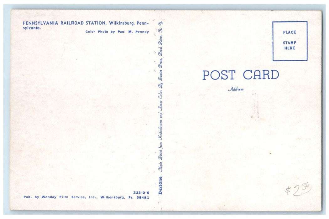 c1950's Pennsylvania Railroad Station Car Wilkinsburg Pennsylvania PA Postcard