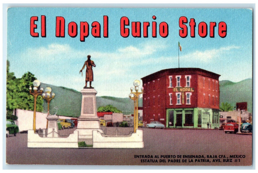 c1950's El Nopal Curio Store Ensenada Baja California Mexico Postcard