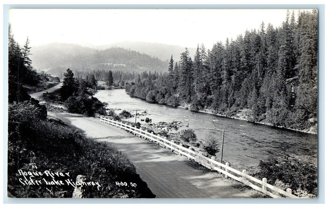 c1940's View Of Rogue River Crater Lake Highway Oregon OR RPPC Photo Postcard
