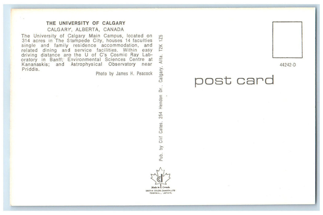 c1950's The University of Calgary Alberta Canada Vintage Unposted Postcard