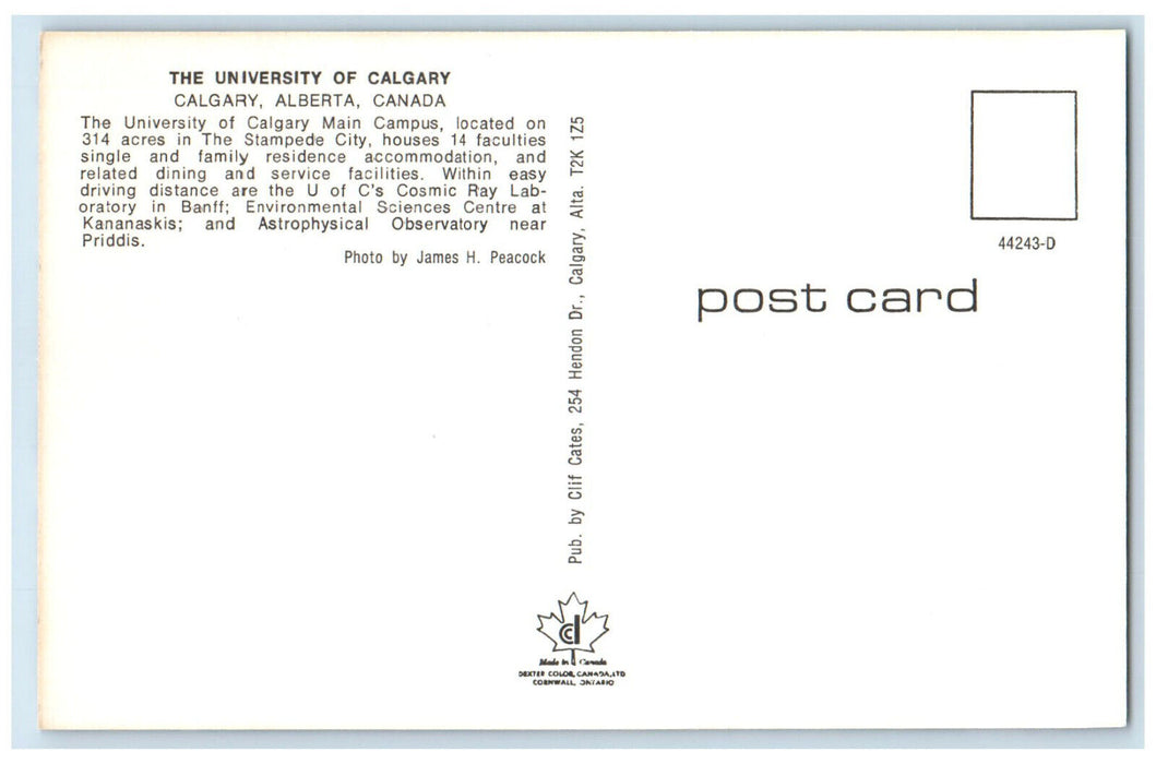 c1950's Aerial View Main Campus University of Calgary Alberta Canada Postcard
