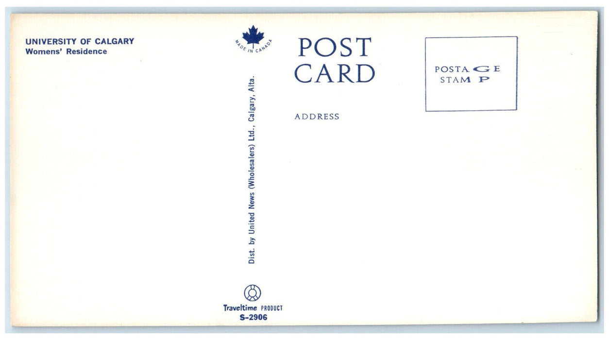 c1950's Women's Residence University of Calgary Alberta Canada Postcard