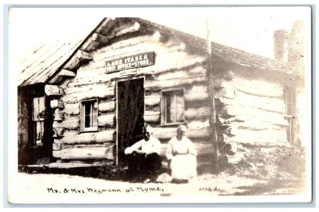 Mr & Mrs. Wegmann At Home Lake Itasca Post Office Minnesota RPPC Photo Postcard
