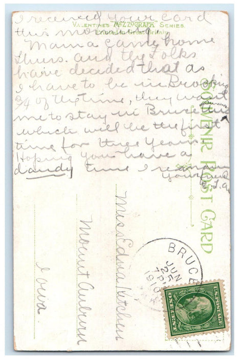 1910 Pacific Railway Mount Burgees Emerald Lake Near Field BC Canada Postcard