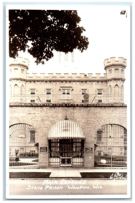 Main Entrance State Prison Waupun Wisconsin WI Elster RPPC Photo Postcard